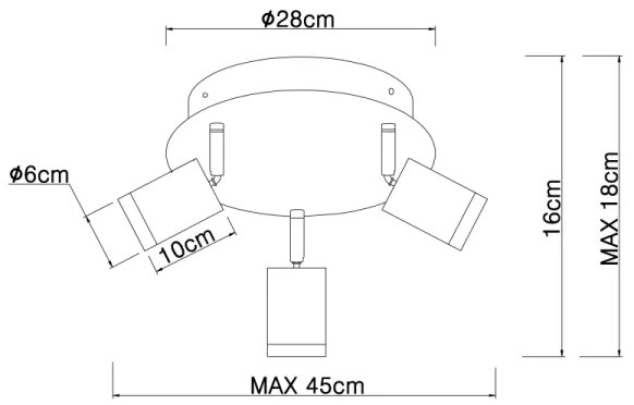 Globo 54032-3B - JOSEBA 3xE27/60W/230V fekete fa spotlámpa