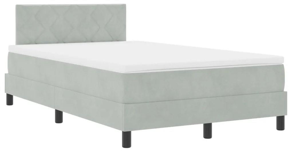 Boxspring Ágy Matrac Fényes Szürke 120x200 cm Bársony