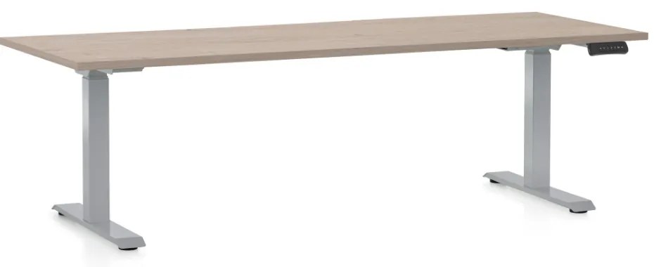 Állítható magasságú asztal OfficeTech D, 200 x 80 cm, szürke alap, tölgy