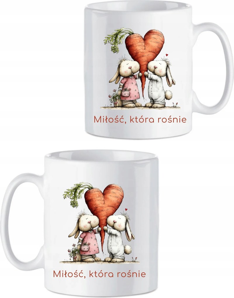 330 ml-es bögrék pároknak Valentin napi ajándék Két nyuszi Szerelem, ami növekszik