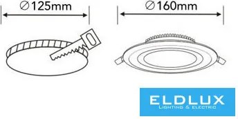 UNIVERSO Süllyesztett spot lámpa 12w 1070lm CCT.kap 120° IP20 Fehér D160mm kivágás:125mm