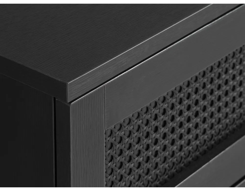 Fekete TV-állvány tölgyfa dekorral 120x43 cm Pensacola – Unique Furniture