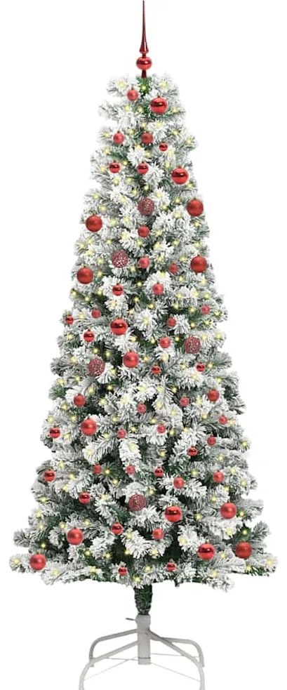 Műanyag Hajtogatós Karácsonyfa 300 LED-del Zöld és fehér 210 cm