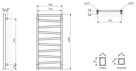 Sapho - Fürdőszobai törölközőszárító radiátor ZIG 406W/230V 50x110 cm antracit
