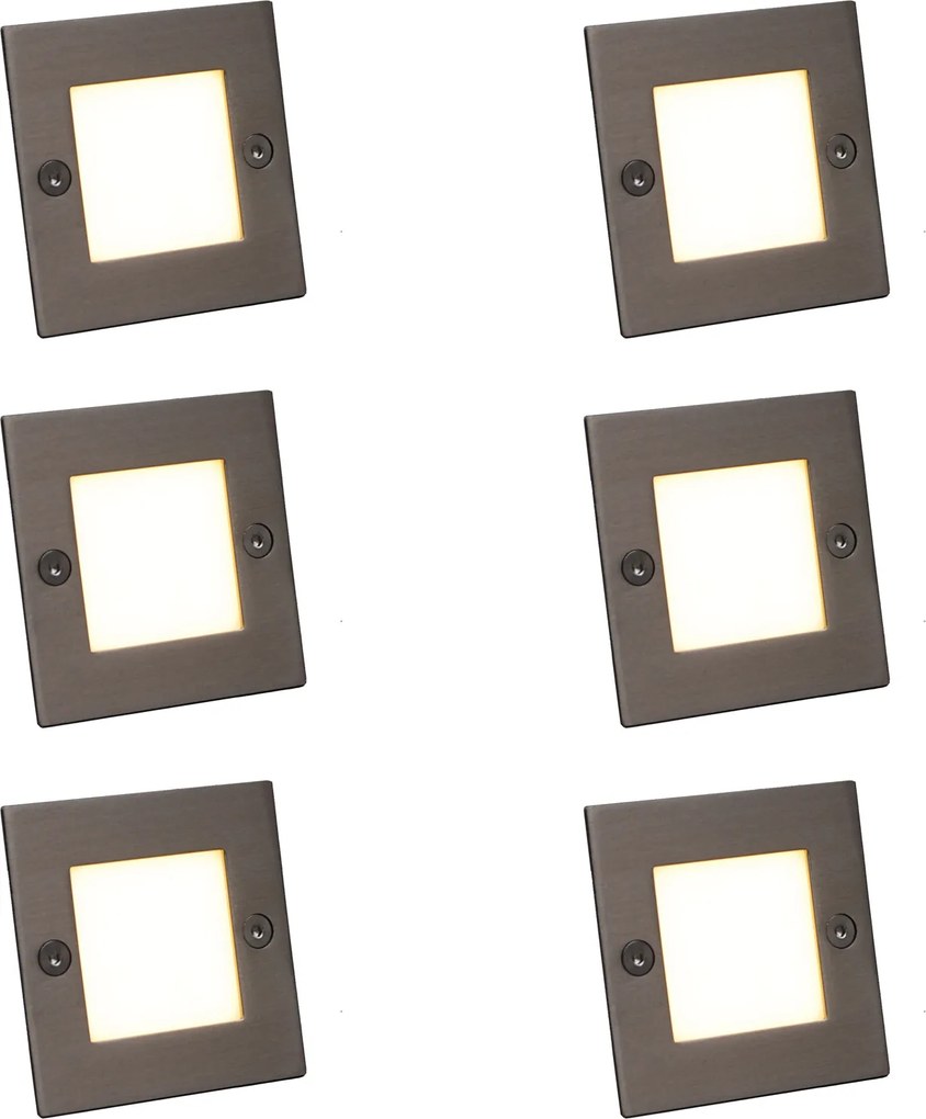 6 darabos modern süllyesztett spotlámpa készlet acél LED-del - Square 7