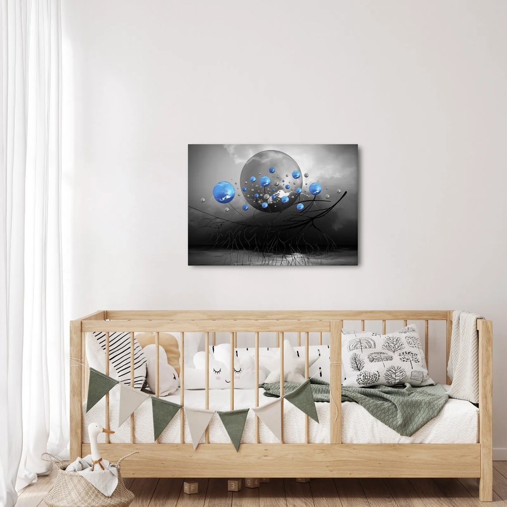 Kék absztrakt gömbök képe (70x50 cm)