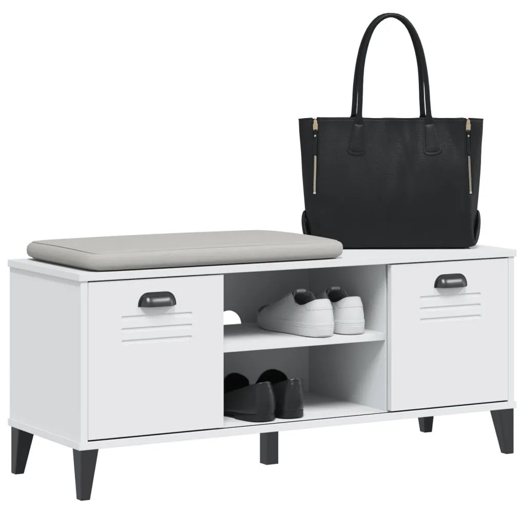 VIKEN fehér szerelt fa cipőtároló pad 106 x 35 x 45 cm