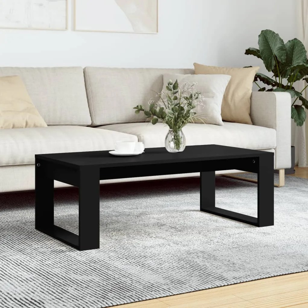 Fekete szerelt fa dohányzóasztal 102 x 50 x 35 cm