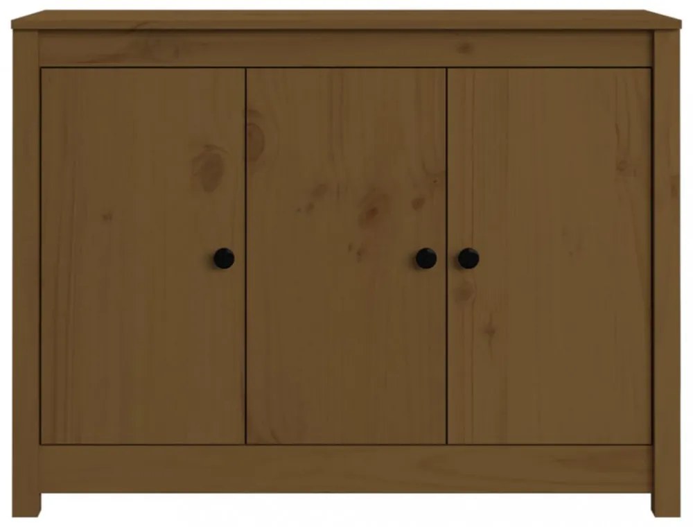 mézbarna tömör fenyőfa tálalószekrény 100 x 35 x 74 cm