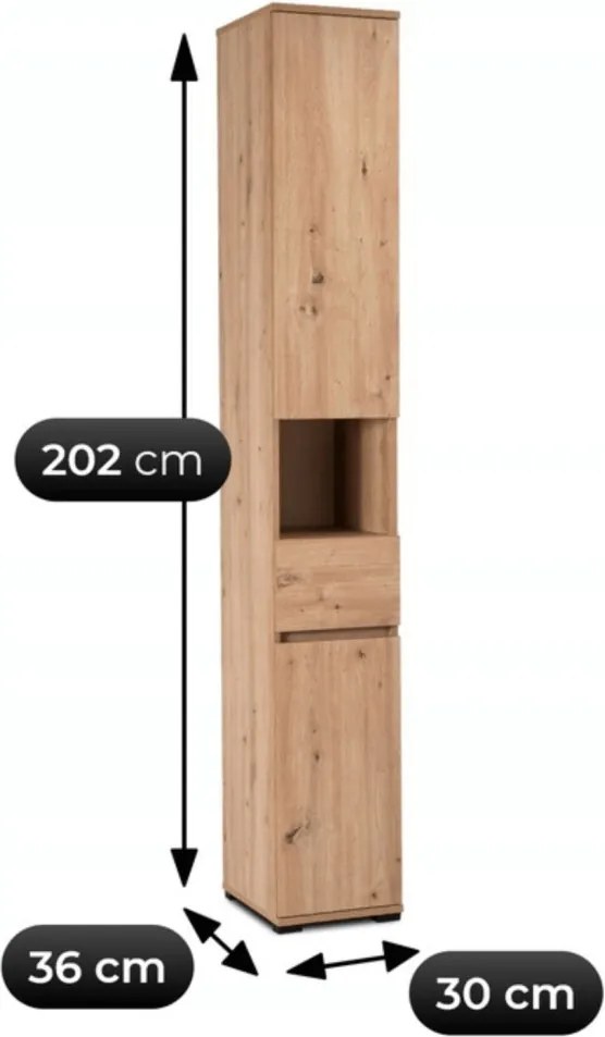 Szekrénypolc 30 cm méretben, artisan tölgy színben PARMA