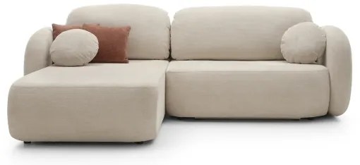 L alakú, balos OLBIA kihúzható ülőgarnitúra tárolóhellyel, bézs