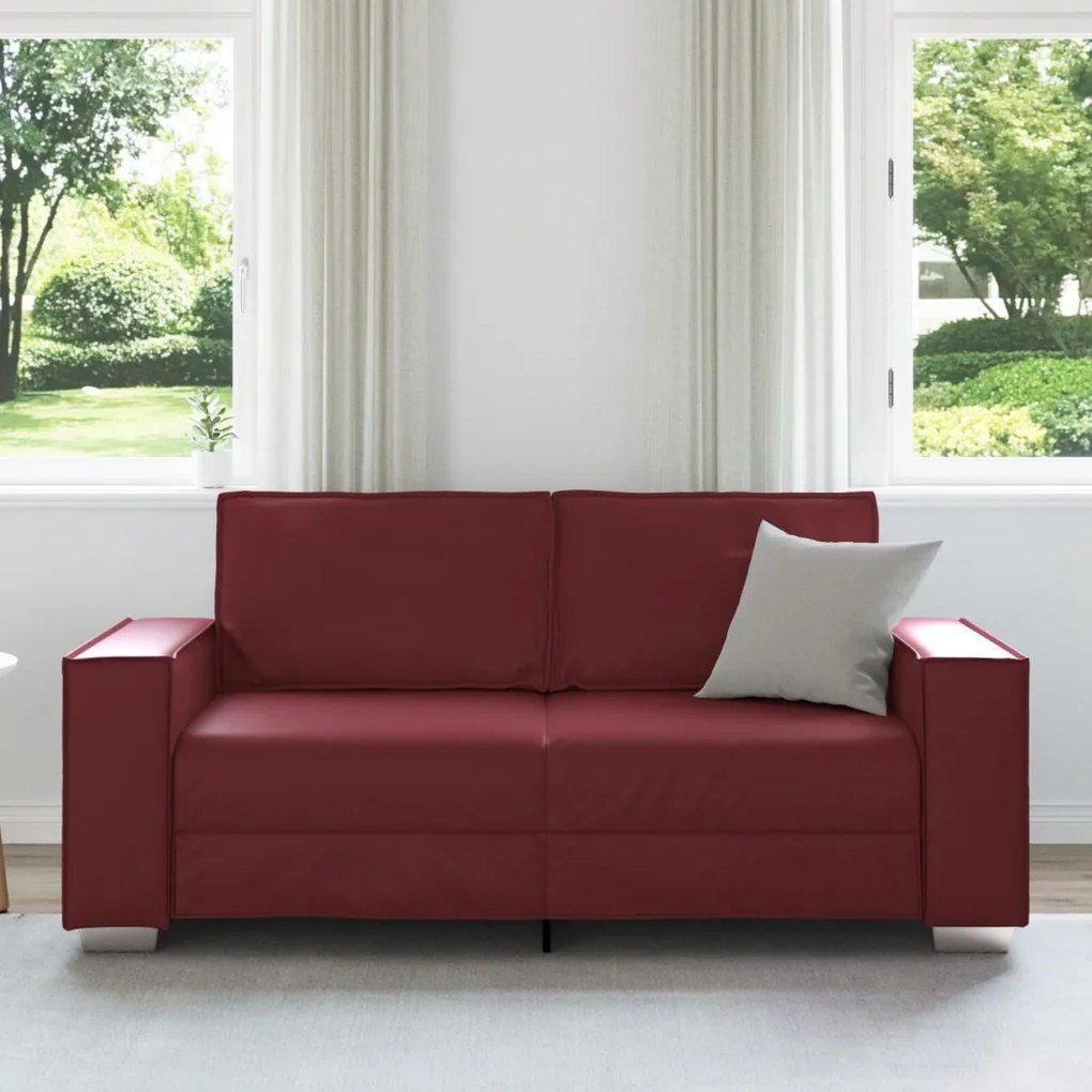 Párnázott Kanapé - Bordó 140 cm Műbőrből
