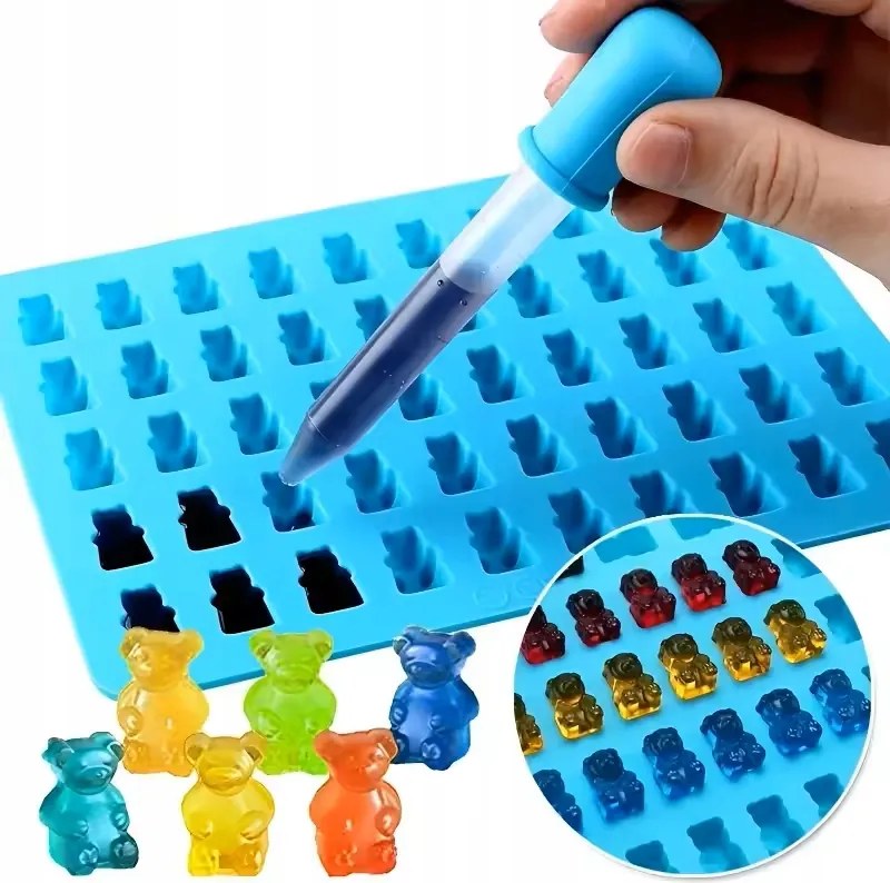 Szilikon Öntőforma Gumimacik Macik Jég Pipetta