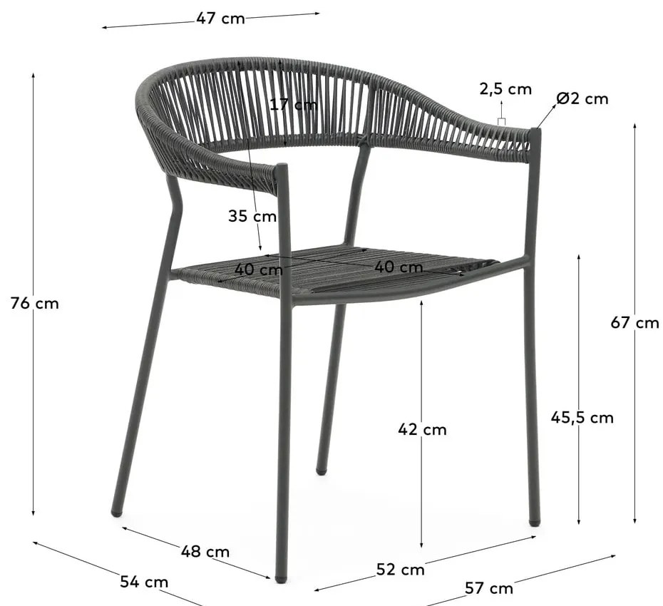 Szürke műrattan étkezőszék szett 4 db-os Futadera – Kave Home