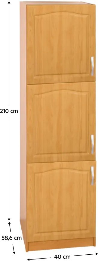 Magas konyhaszekrény, jobb, égerfa, LORA MDF NEW KLASIK S40/210/57