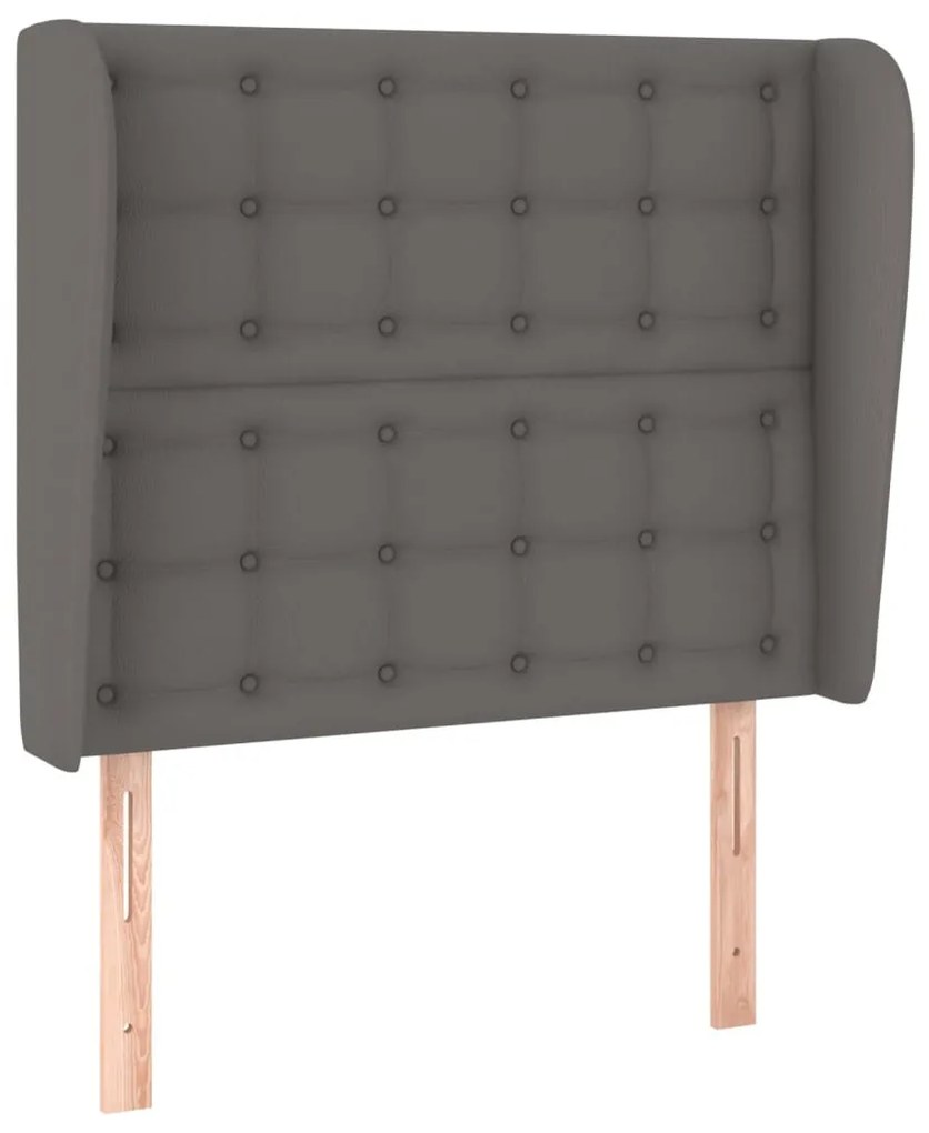 szürke műbőr fejtámla szárnyakkal 103 x 23 x 118/128 cm