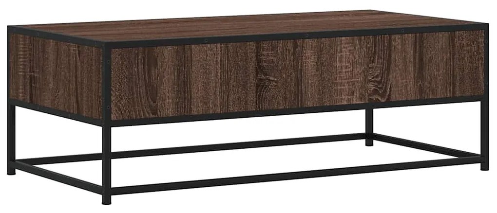 barna tölgy színű szerelt fa és fém dohányzóasztal 100x50x35 cm
