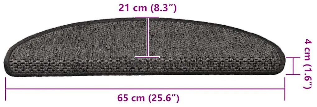 15 db szizál hatású ezüstszínű öntapadó lépcsőszőnyeg 65x21x4cm