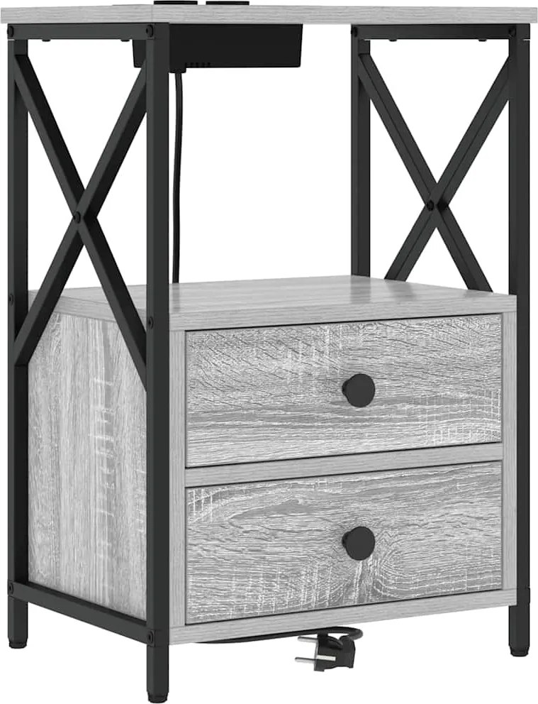 vidaXL Éjjeliszekrény fiókkal Szürke Sonoma 40 x 31 x 60 cm Faanyag