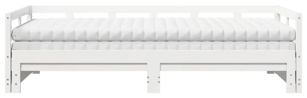 fehér tömör fenyőfa kihúzható kanapéágy matracokkal 90 x 190 cm