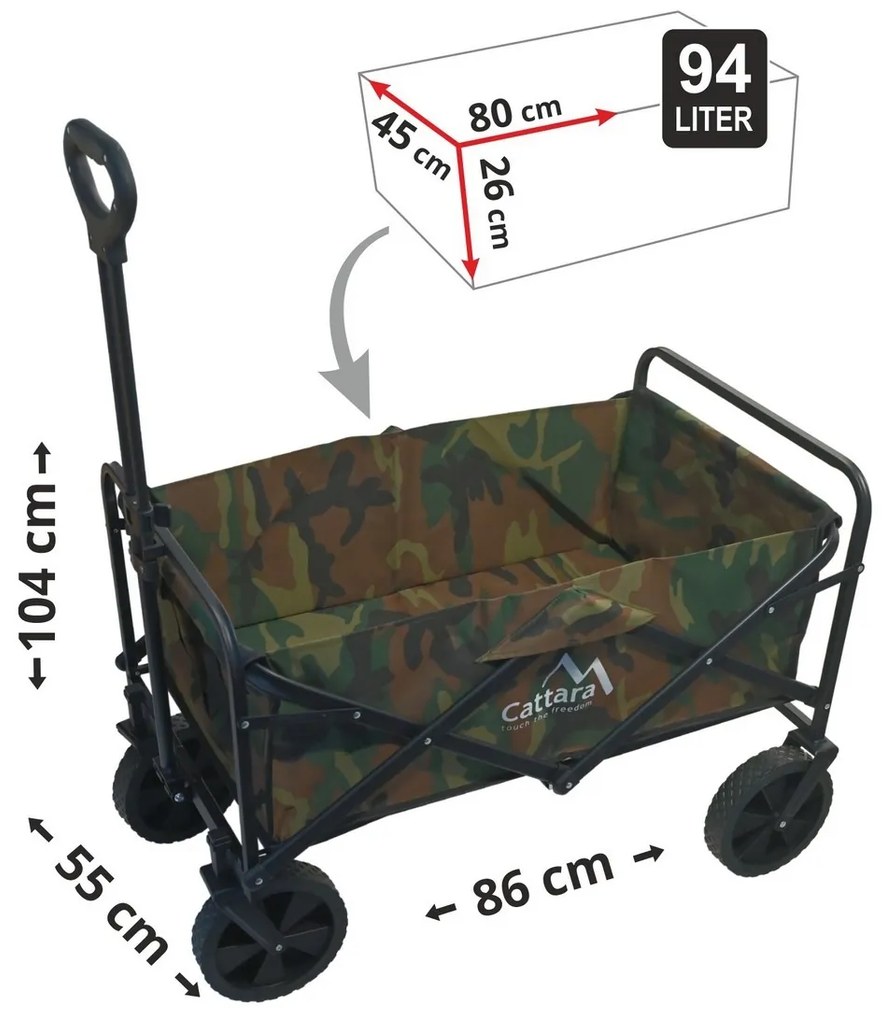 Cattara 13704 Camping kocsi összecsukható TrogirArm y, 104 x 86 x 55 cm, M