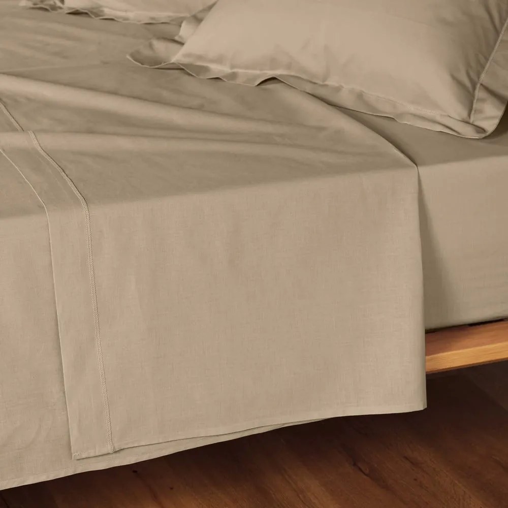 Világosbarna pamut lepedő 240x300 cm Lina – douceur d'intérieur