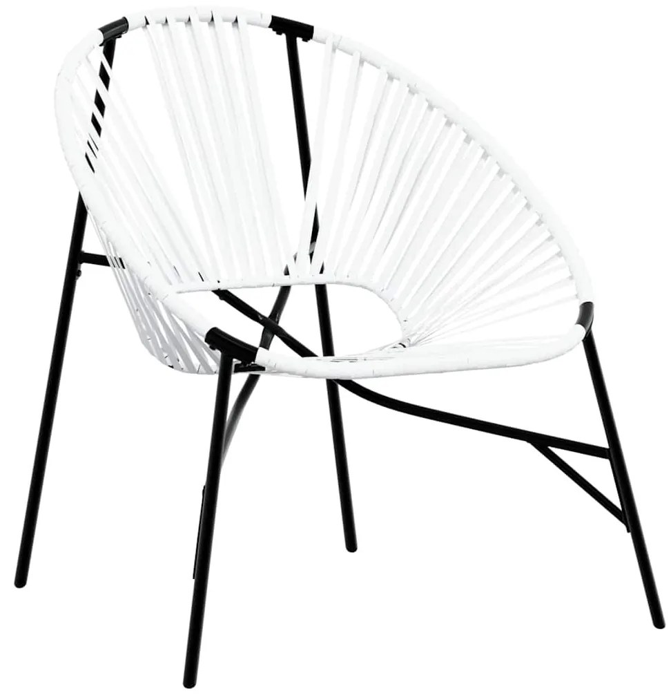 3 db fekete fehér polyrattan kerti szék szett