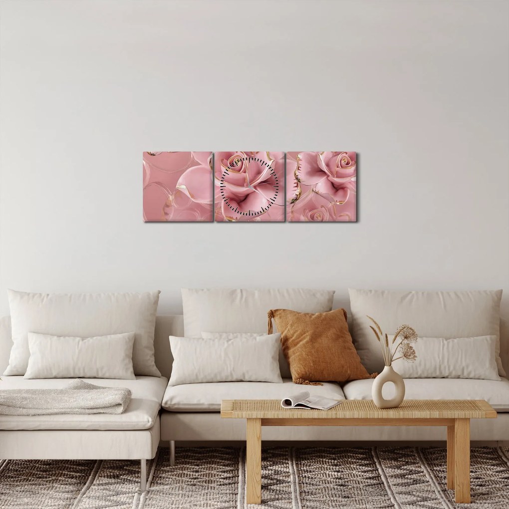 Kép - Virágos dekoráció (órával) (90x30 cm)
