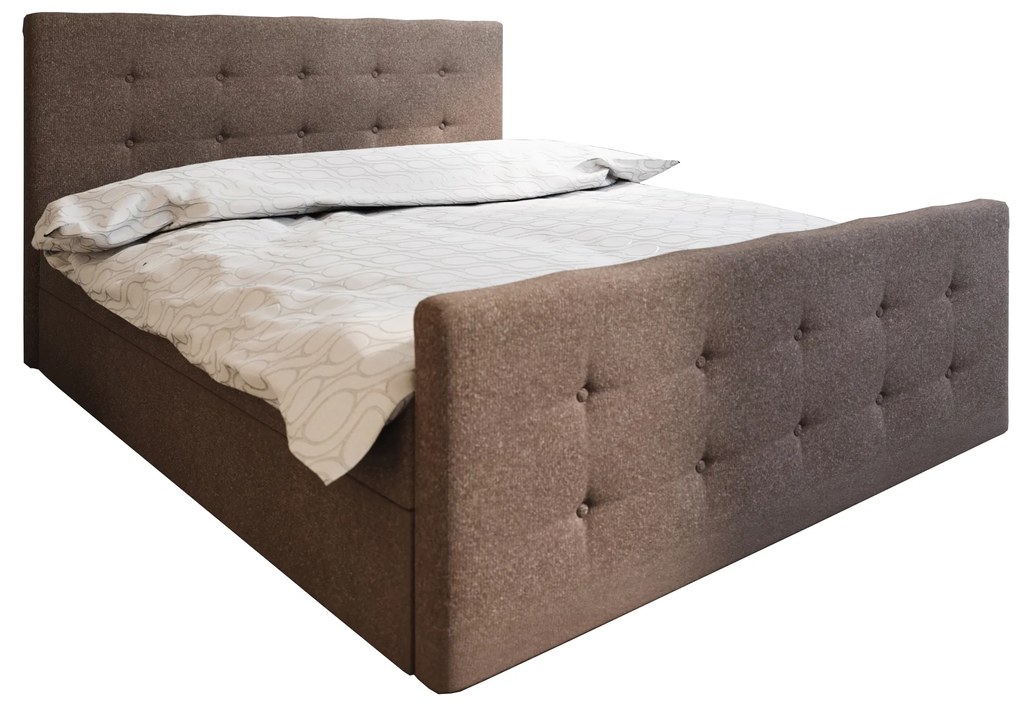 Franciaágy  Boxspring 140 cm Milagros 1 (sötétbarna) (matraccal és tárolóhellyel). 1046738