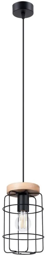 Sollux SL.1263 - Csillár zsinóron GOTTO 1xE27/15W/230V fekete