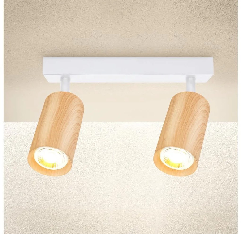 Brilagi Brilagi - Spotlámpa SELE 2xGU10/30W/230V fehér/tölgy dekor BG1393