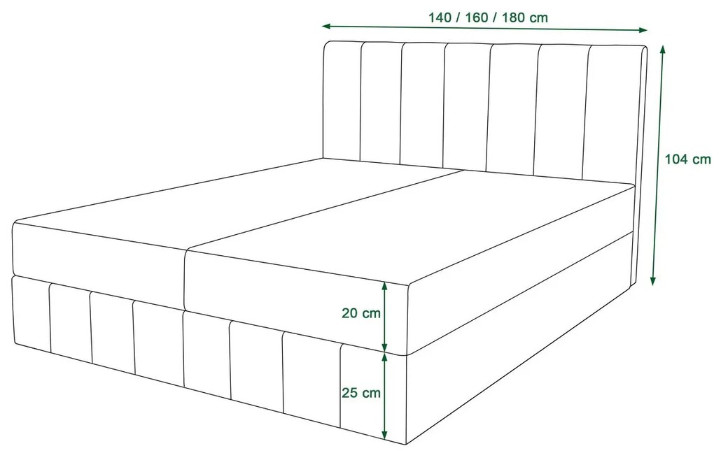 MADLEN boxspring ágy - 180x200, bézs