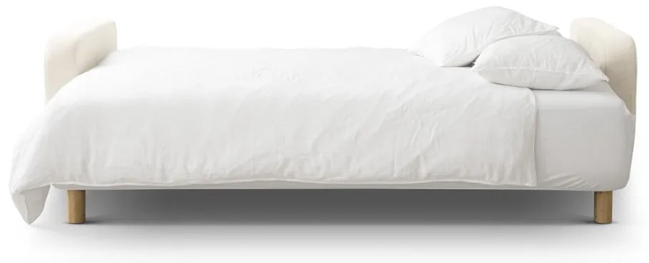 Krémszínű kinyitható tárolóhelyes kanapé 231 cm Elen – Micadoni