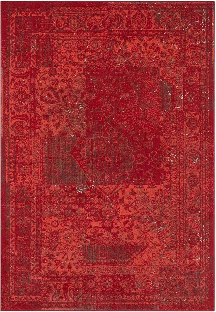 Hagyományos szőnyeg nappaliba 120x170cm, klasszikus mintás piros puha haj