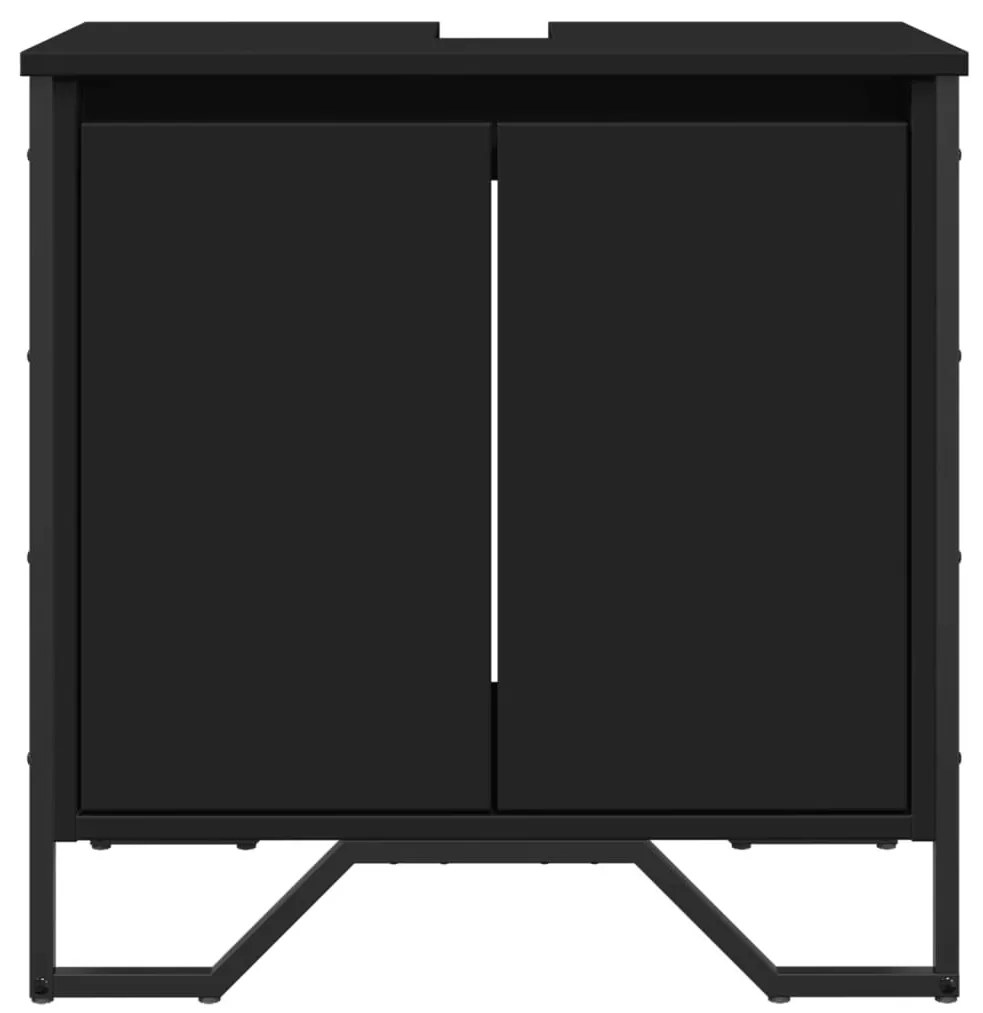 Fekete szerelt fa fürdőszobai mosdószekrény 60 x 35 x 60 cm