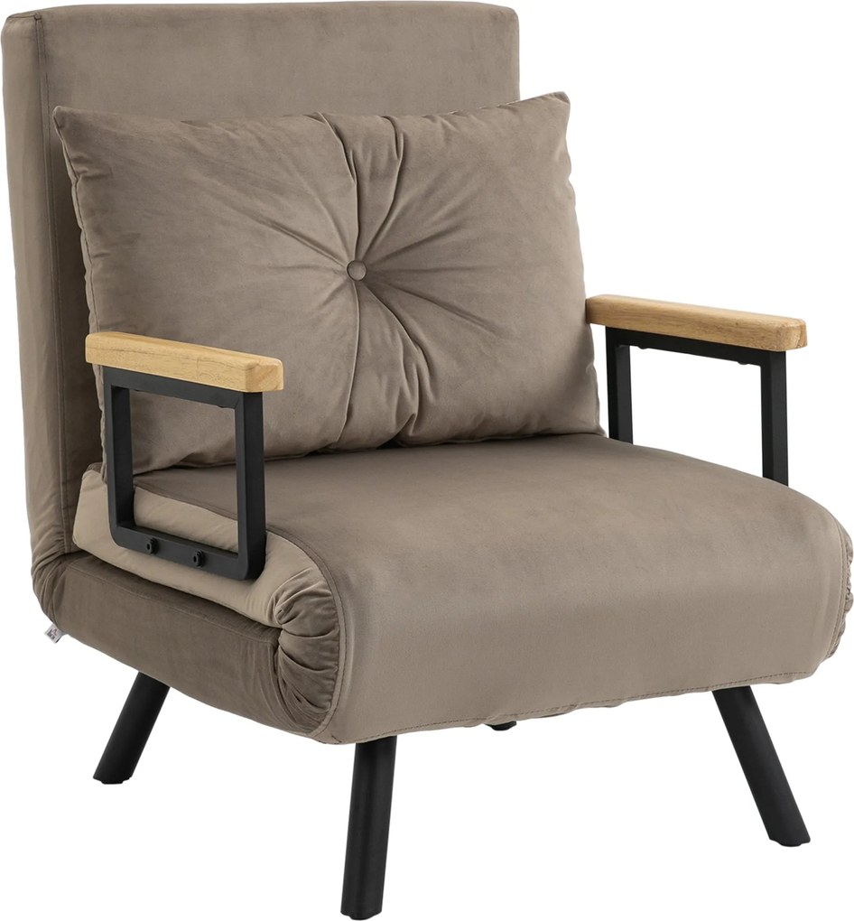 HOMCOM Ággyá alakítható kanapé, hajtogatható ágy funkcióval, fekvőkanapé háttámlával, párnázott kanapé állítható háttámlával, bársonyos megjelenés, 63