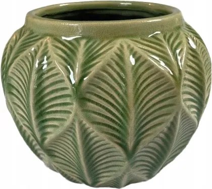 Virágcserép 20cm zöld fényes skandináv kerámia kerek nagy