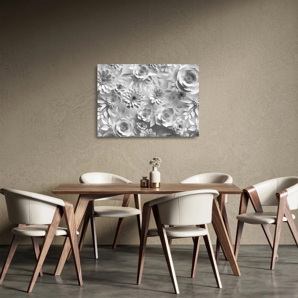Kép - Fehér virágok (üvegen) (70x50 cm)