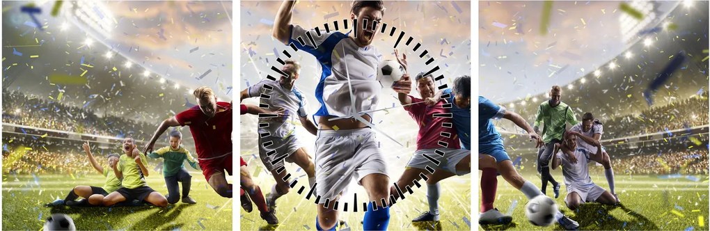 Kép - futball (órával) (90x30 cm)