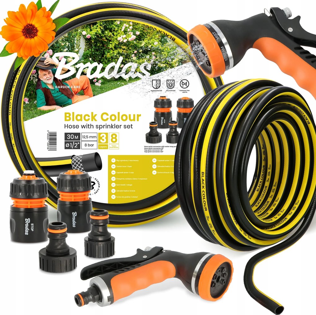 Kerti Tömlő 1/2 Víz Feltekerhető Rugalmas öntözés 30 m Slauf 3-WARS Yo-p