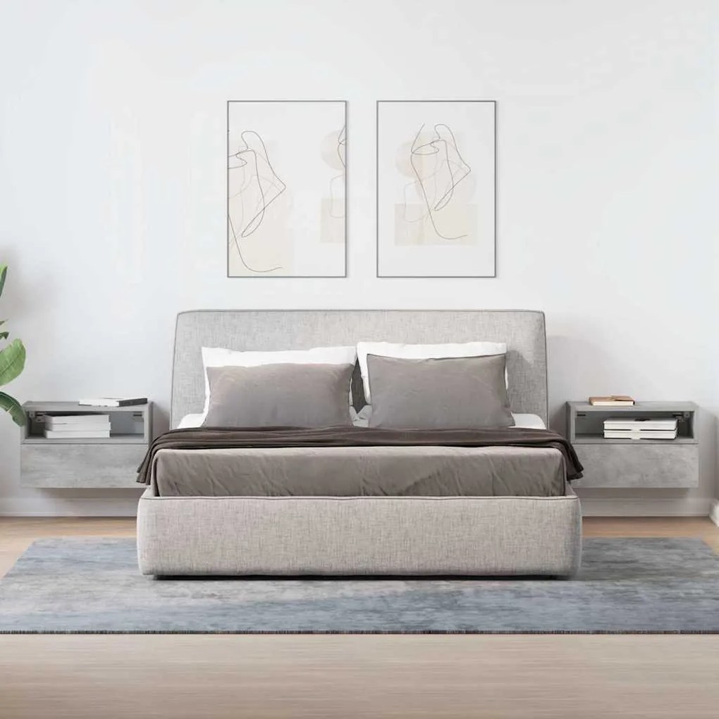 2 db betonszürke falra szerelhető éjjeliszekrény 45x26x28,5 cm