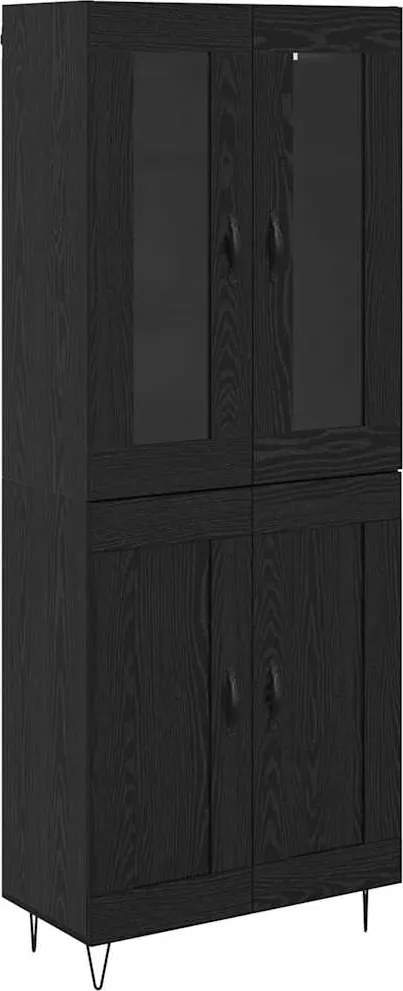 vidaXL Magasfiú Fekete tölgy 69,5 x 34 x 90 cm Faanyag