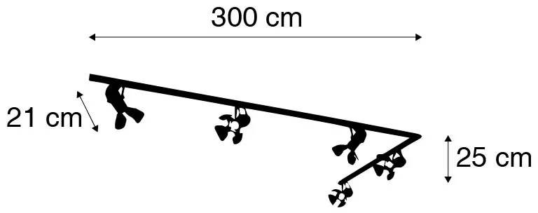 Sínrendszer 5 fekete spotlámpával - Movie