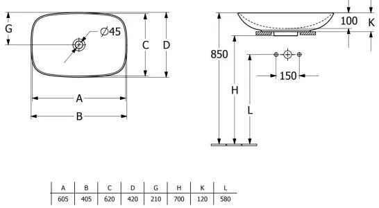 Villeroy & Boch 4A500001 - Ráépíthető mosdó LOOP&FRIENDS 62 x 42 cm kerámia/fehér