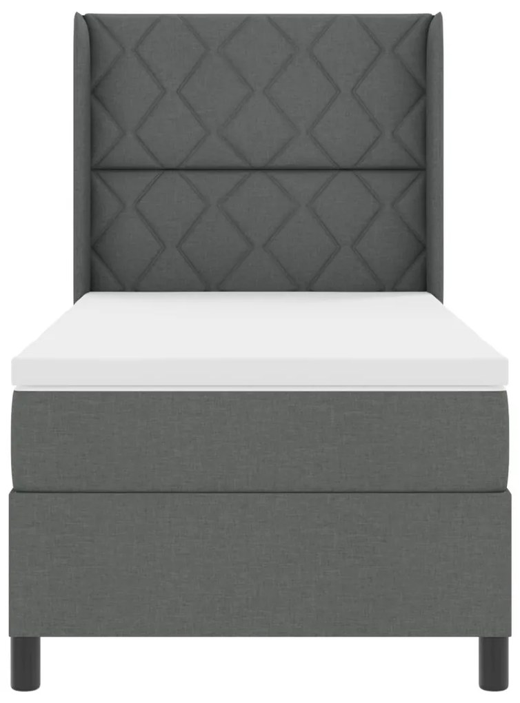 Boxspring Ágy Mattal és LED világítással Sötét Szürke 90x200 cm Szövet