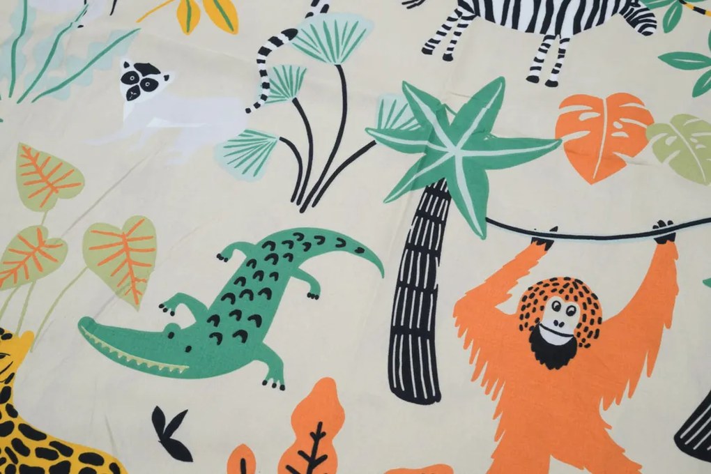 Gyerek mikroszálas ágynemű JUNGLE FRIENDS színes Ágyneműhuzat mérete: 70 x 90 cm | 140 x 200 cm
