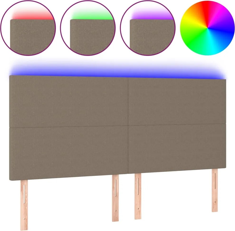vidaXL tópszínű szövet LED-es fejtámla 200x5x118/128 cm