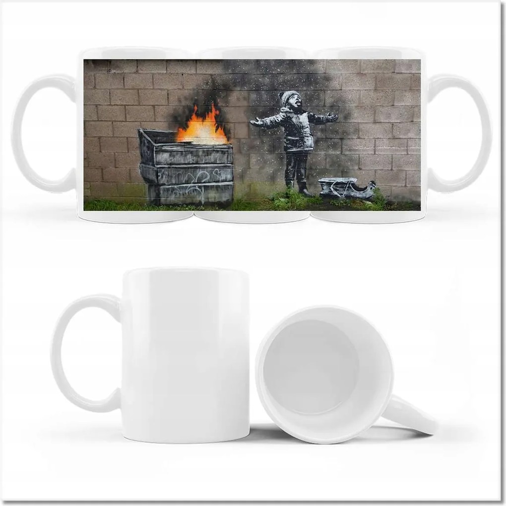 Banksy Graffiti Szmog hó mintás bögre