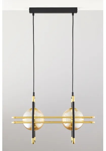 Jupiter 2026 - Csillár zsinóron FIORI 2xG9/10W/230V fekete/arany/bézs