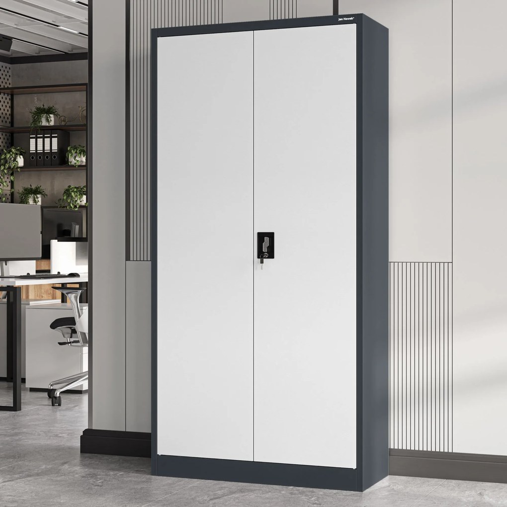 Fém iratszekrény JAN, 900 x 1850 x 400 mm, antracit-fehér